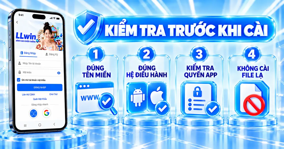 Checklist kiểm tra tên miền, hệ điều hành, quyền ứng dụng và tệp cài LLWIN