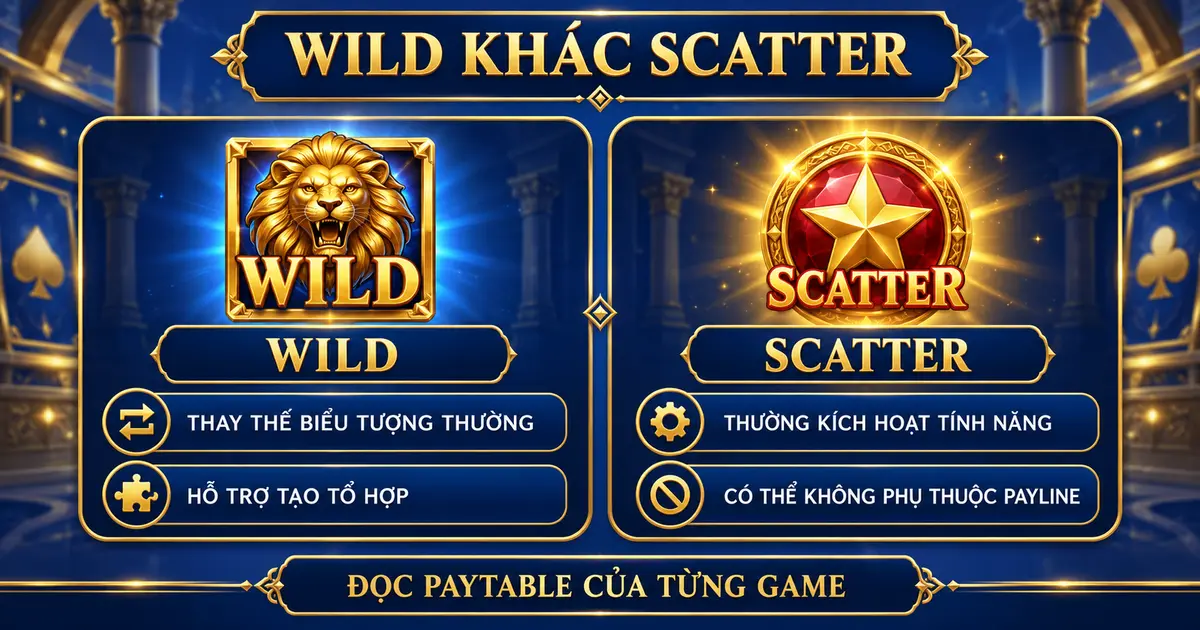So sánh biểu tượng Wild và Scatter trong game slot